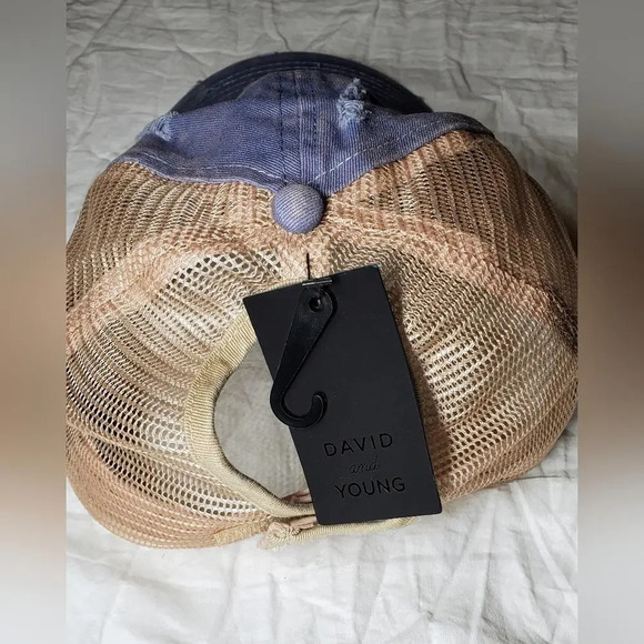 NWT David and Young Adjustable Women's Baseball Cap Blue Distressed - Picture 9 of 12